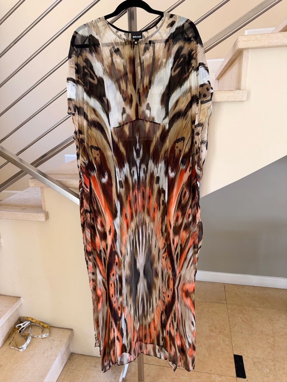 Just Cavalli Black Label with Beige & Cream animal print Patterned Dress